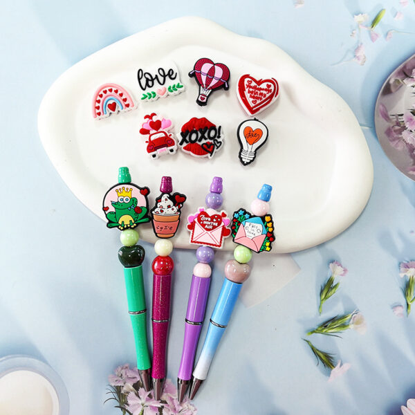 Wholesale LOVE Beads Soft Rubber Focal Beads Valentine's Day