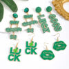 Wholesale St. Patrick's Day Green Letter Earrings