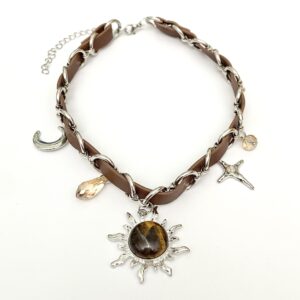 Sun leather stitching necklace 2025-426