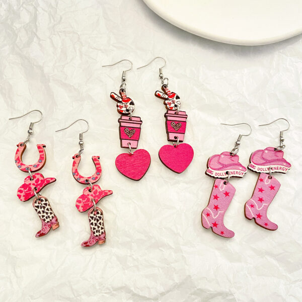 O1CN01l9DRcU1ZtvJn45eB3_3833523253-0-cib Wholesale Valentine's Day pink heart-shaped rose fringed earrings