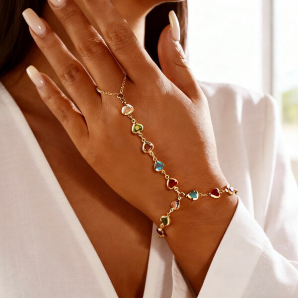 O1CN01lB1EQI1RNOT3XWicG_2219658172099-0-cib Wholesale heart adjustable connected finger bracelet