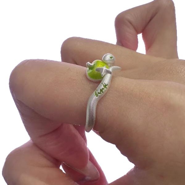 O1CN01lBQpYs1eElwnRTffD_2218382003840-0-cib Wholesale Apple and Snake Niche Design Sweet and Cool Cute Resin Ring Fashionable High-End Non-Fading Open Ring for Women