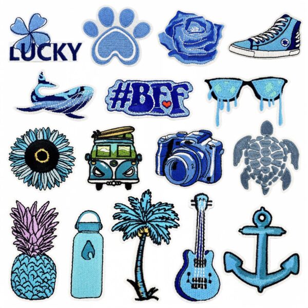 Wholesale Blue series cartoon embroidery DIY patches