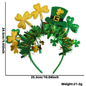 Top hat golden green clover hairband / Free size