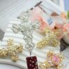 Wholesale Full rhinestone cross straight hole beads