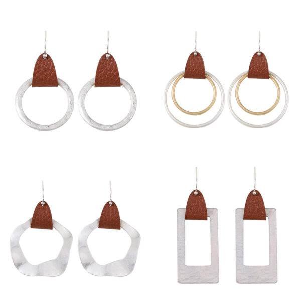 Wholesale Bohemian Sand Silver Leather Leather Earrings All-match Ear Jewelry