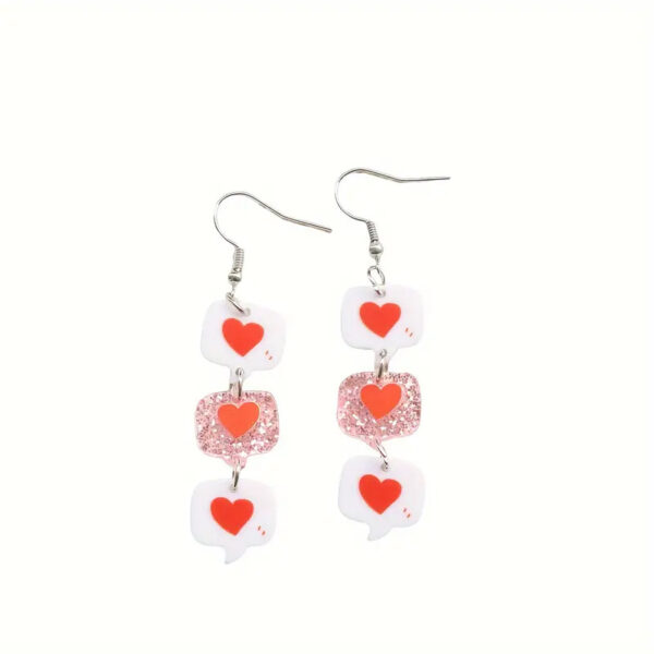 Wholesale Red Heart Print Pendant Earrings Valentine's Day Gift for Women
