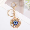 Wholesale Blue Devil's Eye with Water Diamond Metal Keychain
