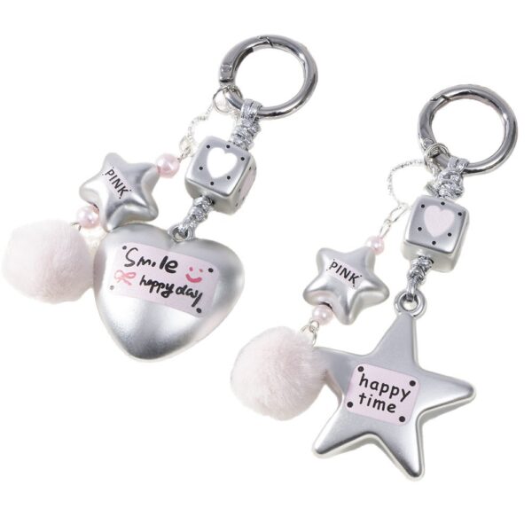 Wholesale Dumb Silver Love Hairball Sweet Keychain