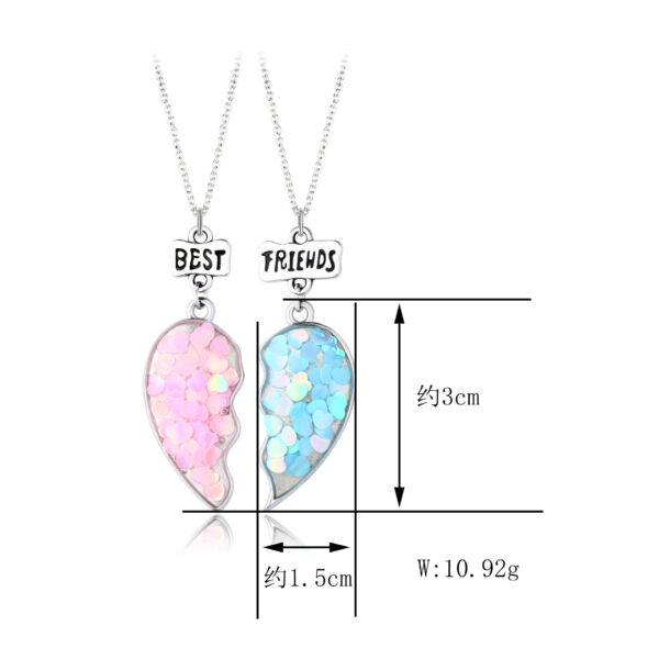 Wholesale Best Friend Necklace Set Magnet Pair of Sequins Onion Powder Glue
