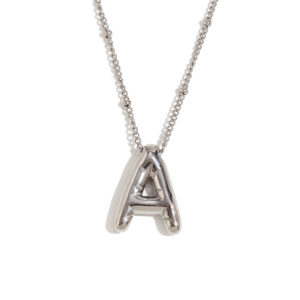 Party Balloon Letter Pendant Necklace-steel color-A