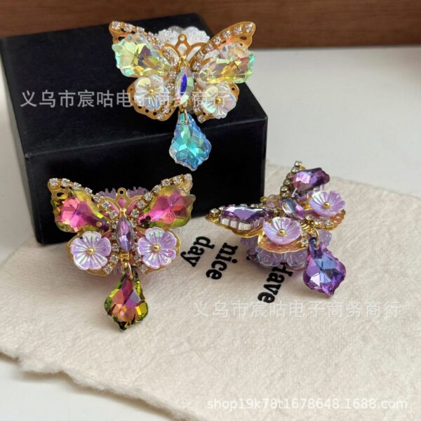 Wholesale 20pcs Super Flash Butterfly Sliding Through Hole Ceramic Mud Beads DIY Beaded