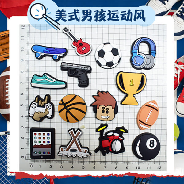 Wholesale DIY Detachable Croc Charms for Boys' Sports Series