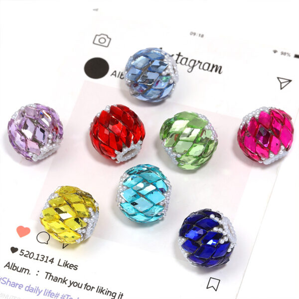 Wholesale 5pcs coloured diamond-studded round flower beads