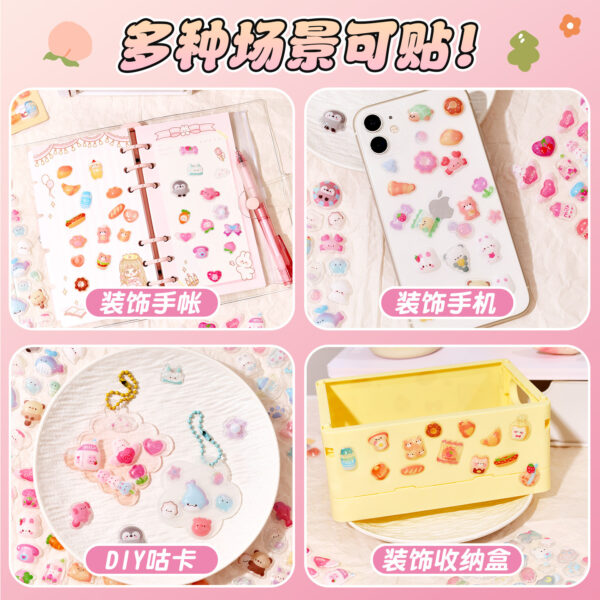 Wholesale Creative Stereo Relief Stickers for Kidsren, Fun Crystal Bubble Stickers, Cute 3D Cartoon Decorative Stickers, Gift