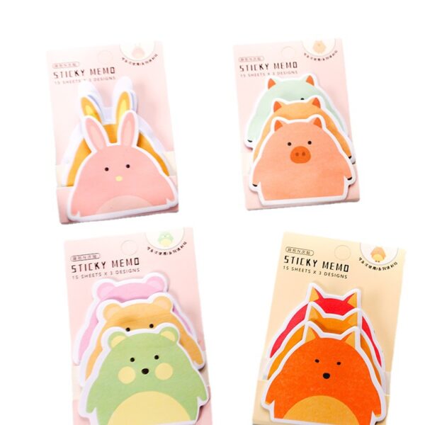 Wholesale Cute Cartoon Sticky Notes 3 Books Animal Stacking Set