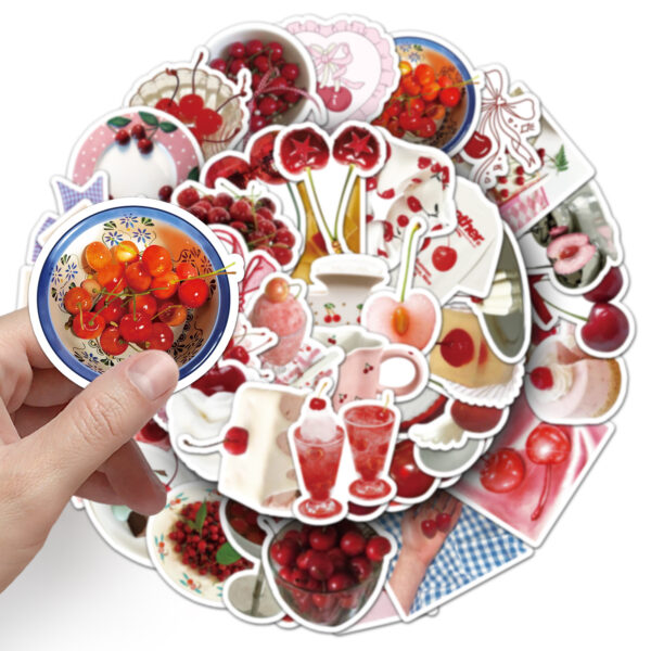 Wholesale 50pcs red cherry fruit stickers
