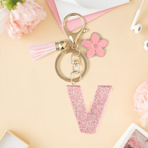 Pink v keychain