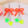 Wholesale Valentine's Day fluorescent bow heart acrylic earrings