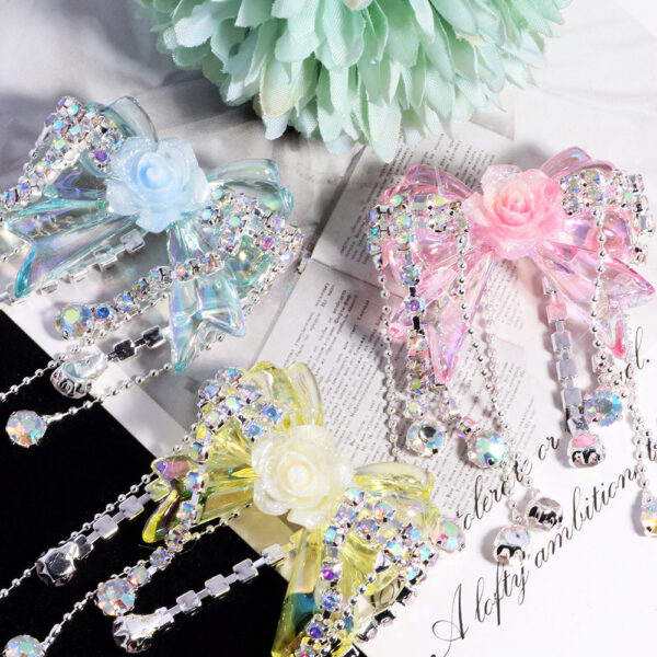 Wholesale 3pcs Colorful tassel bow acrylic straight hole beads