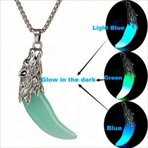 Wholesale Men's Luminous Wolf Tooth Pendant Dark Luminous Cool Animal Hyena
