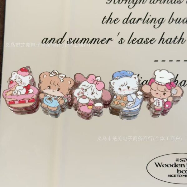 Wholesale 10pcs baking bread cartoon cat relief acrylic beads