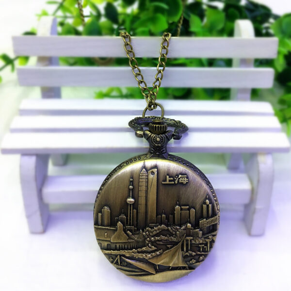 Wholesale Flip back retro scenic spot commemorative pocket watch