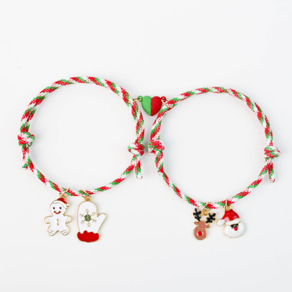 Wholesale Christmas Love Magnet Woven Couple Bracelet