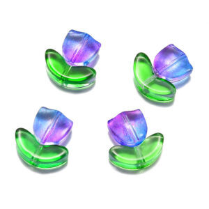 Blue-purple flowers + blue leaves (10 each) / Flowers 9*9mm leaves 14*7mm aperture 1mm