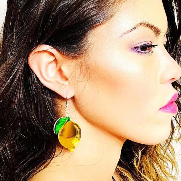 Wholesale Yellow Lemon Summer Vacation Acrylic Earrings