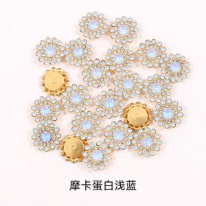 Mocha light blue protein / 14mm three-layer sunflower (glass diamond)