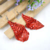 Wholesale Metallic sequin tassel square geometric long earrings