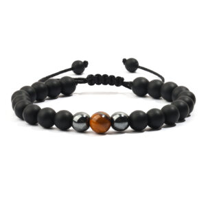 Black frosted tiger eye stone bracelet