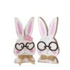 Wholesale Easter Bunny Wooden Glasses Couple Bunny Ornaments
