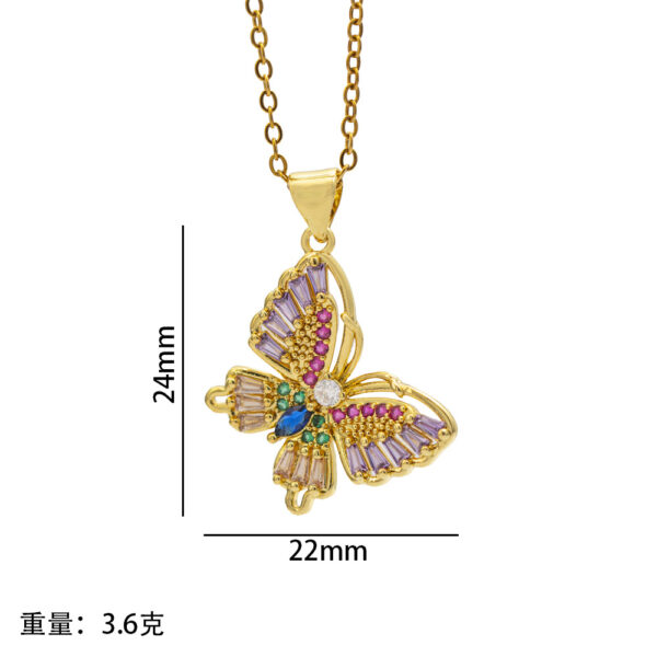 Wholesale Butterfly inlaid zirconia titanium steel necklace