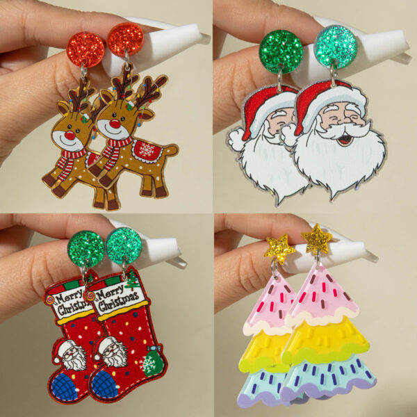 Wholesale Santa Claus sequined acrylic earrings