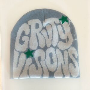 Light silver gray + beige + emerald green five-pointed star / Free size