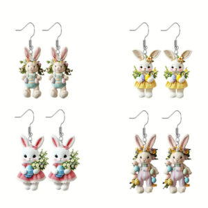 Four-color bunny earrings [4 pairs] / Large quantity, excellent quality + prompt delivery