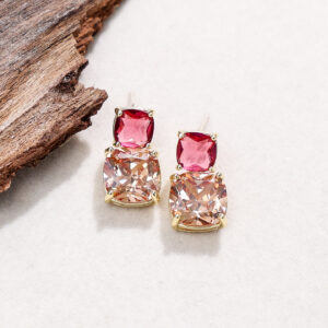 Rose red + champagne earrings