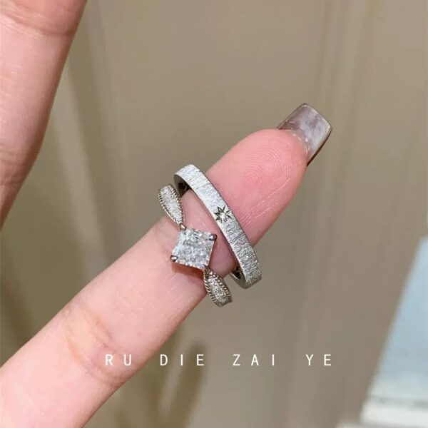 Wholesale Brushed cubic sugar zircon open ring
