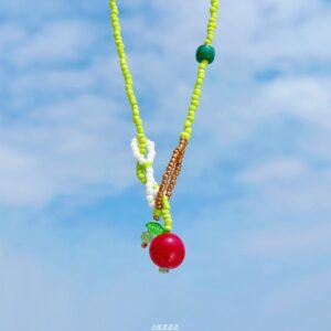 Red apple beaded necklace