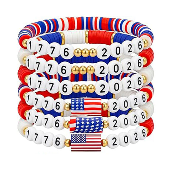 Wholesale Independence Day Surfing Style Flag Beaded Bracelet