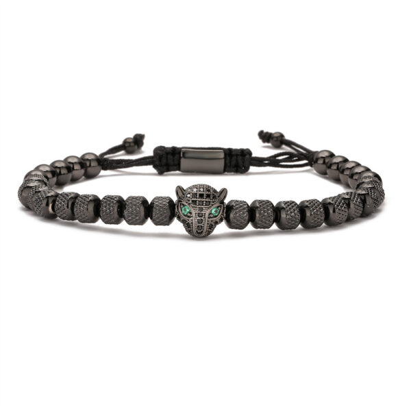 Wholesale Leopard Head Pineapple Bead Bead Adjustable Bracelet