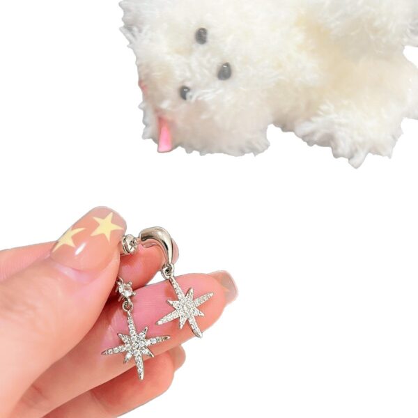 Wholesale Silver sparkling zircon octagonal earrings