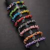 Wholesale alloy palm hollow blue eyes beaded pendant elastic bracelet Charms