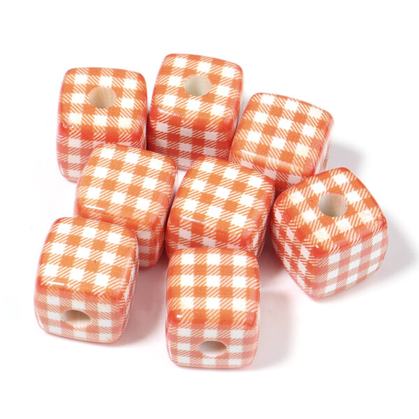 Wholesale 10pcs Colorful Cute Grid Square Acrylic Beads