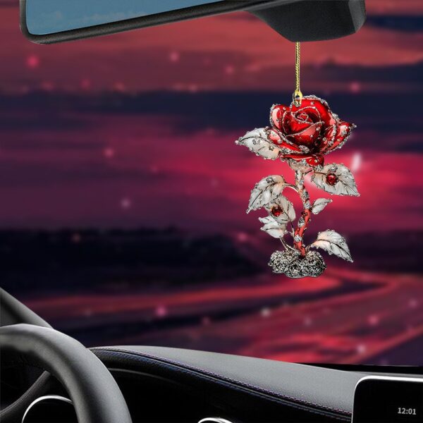 Wholesale Valentine's Day Red Rose Car Interior Acrylic Hanging Ornament