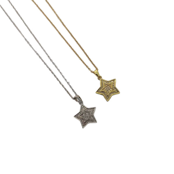 Wholesale Micro inlaid pentagram necklace