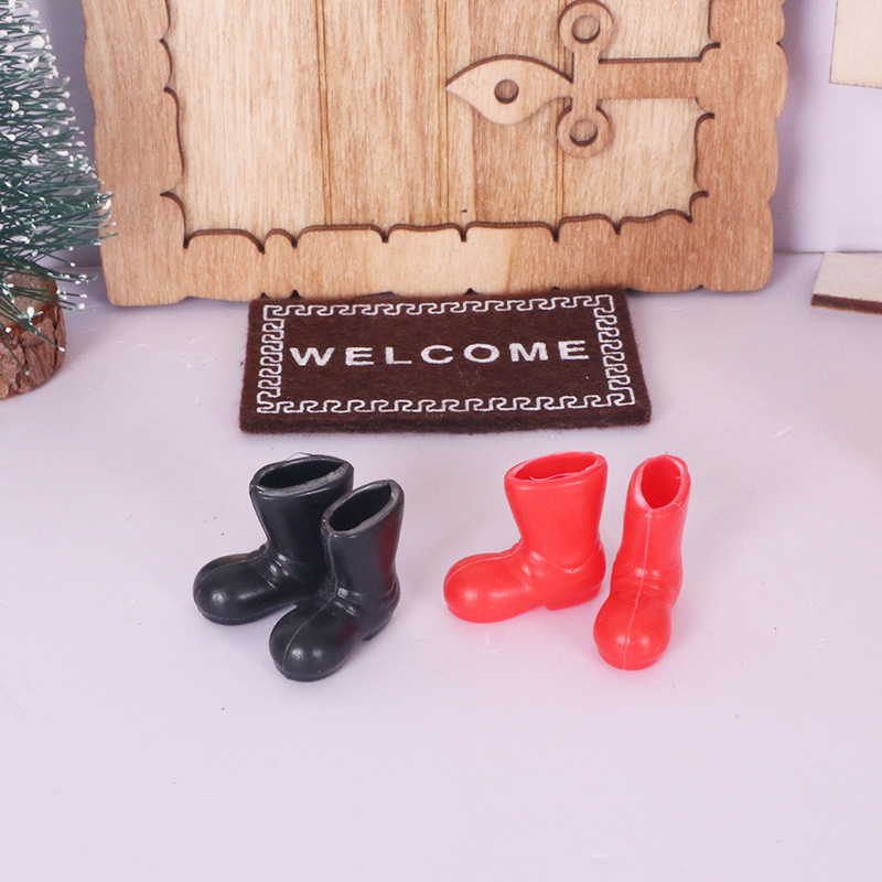 Wholesale Miniature plastic black short boots Doll Aessories