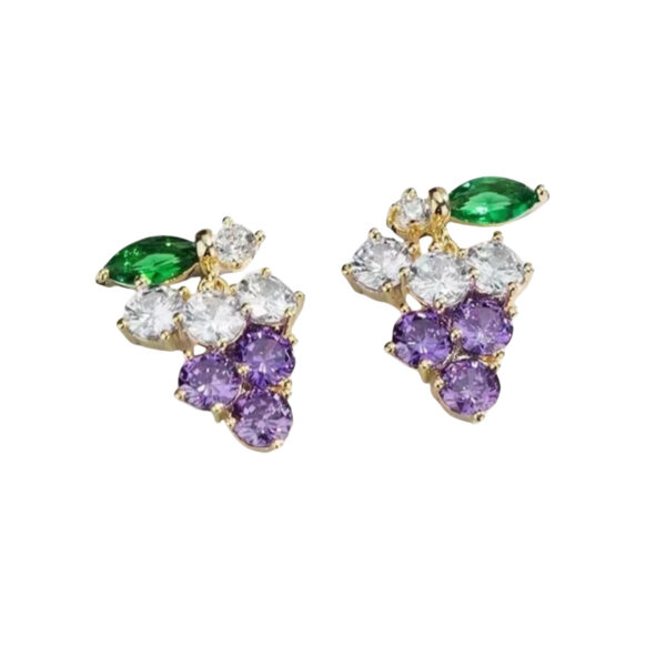 Wholesale Purple grape sweet fruit zircon earrings